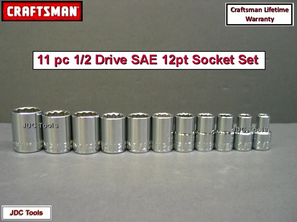 CRAFTSMAN HAND TOOLS 21pc 1/2 SAE METRIC MM 12pt ratchet wrench socket set  1L08 - Image 2 of 2