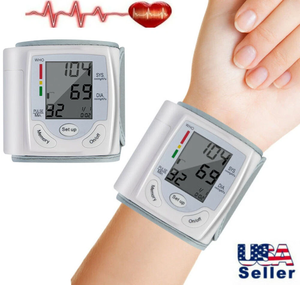 Wrist High Blood Pressure Monitor BP Cuff Gauge Heart Rate