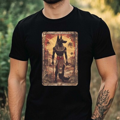 Herren T-Shirt Anubis Ägyptischer Gott Fantasie Motiv Baumwolle Größe XS bis 5XL