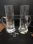 VINTAGE SET OF 6 CRYSTAL ETCHED FLORAL SHOT OR CORDIAL GLASSES W/ HANDLES 4” NEW — photo 5