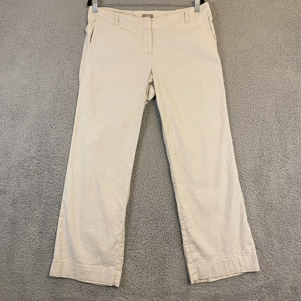 J. Jill Womens Chino Pants Size 12 Stretch Tan Straight Leg Linen