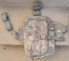 Modern ACU CAMO MOLLE Tactical Gas Mask bag case with Leg Carrier USED PROP