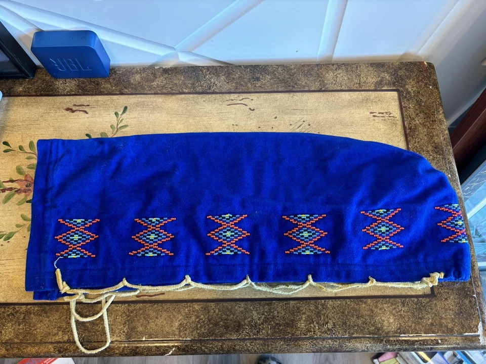 Native Newborn Wrapping Cloth Decorated With Beads Blue - Image 3 of 4