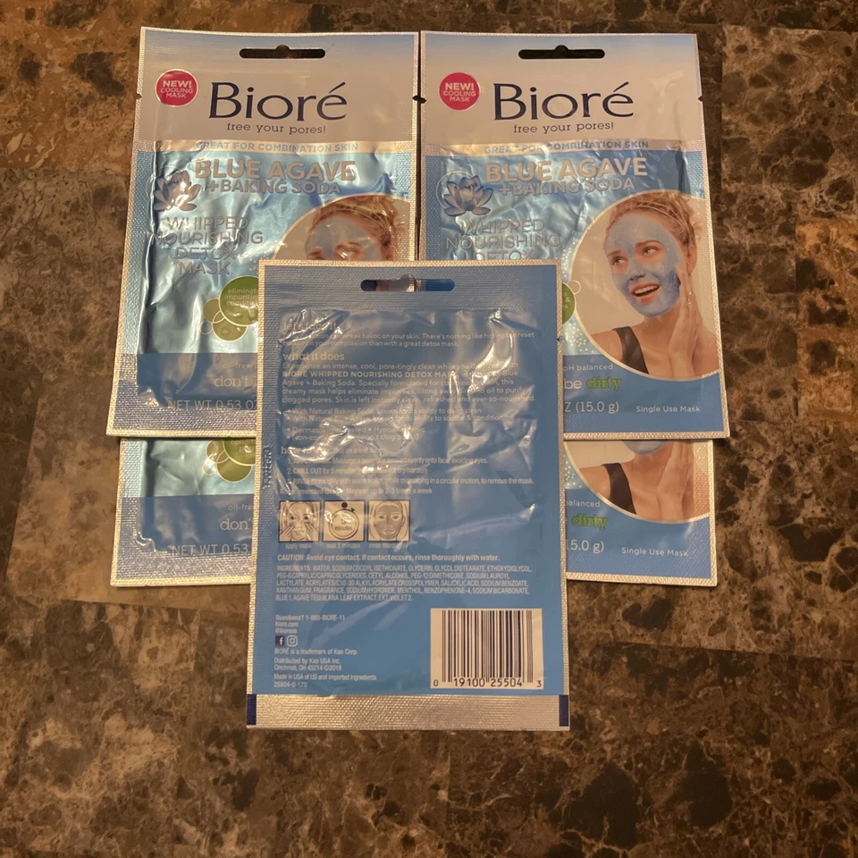 Biore Oil free Face Mask Blue Agave + Baking Soda Detox Mask 0.53 Oz. Pack Of 5 - Image 2 of 2