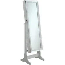Coaster Elle Contemporary Glass Jewelry Cheval Mirror with Crytal Trim in Silver