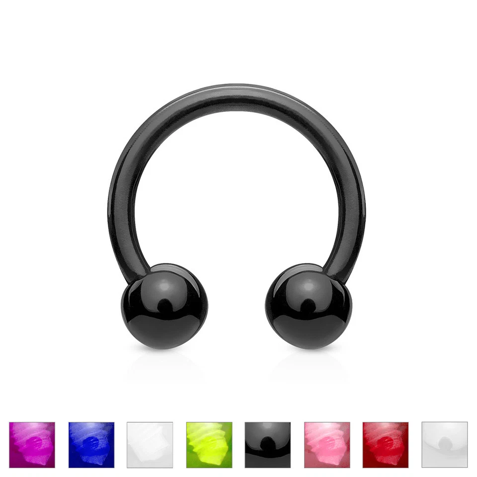 Pair Acrylic Flexible Horseshoe Circular Barbell Ring Septum Tragus Lip Piercing - Image 3 of 3