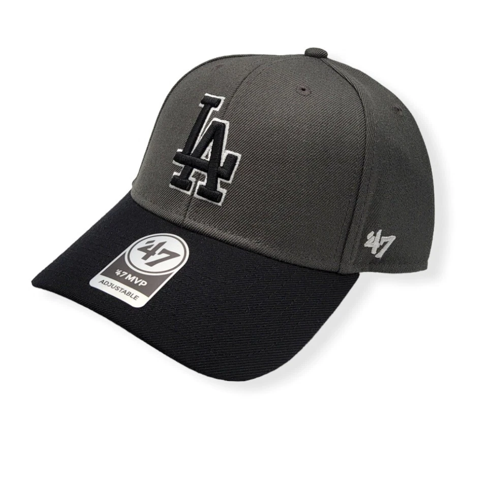 Chapéu '47 Los Angeles Dodgers MVP 2 tons carvão branco contorno alça ajustável - Imagem 2 de 4