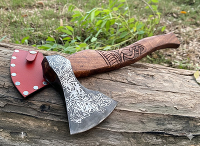 HAND FORGED Carbon Steel Hatchet VIKING Axe Battle Ready Throwing Axe +Sheath