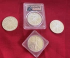 3 American Eagles + 2021 Silver Eagle T1 PCGS MS70 FDOI Signed Leo Buckley L/4