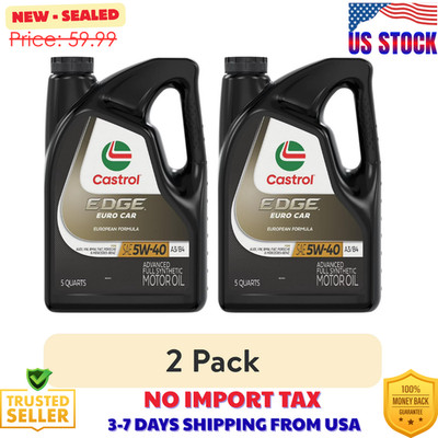 2 pack Castrol EDGE Euro 5W-40 A3/B4 Advanced Full Synthetic Motor Oil, 5 Quarts