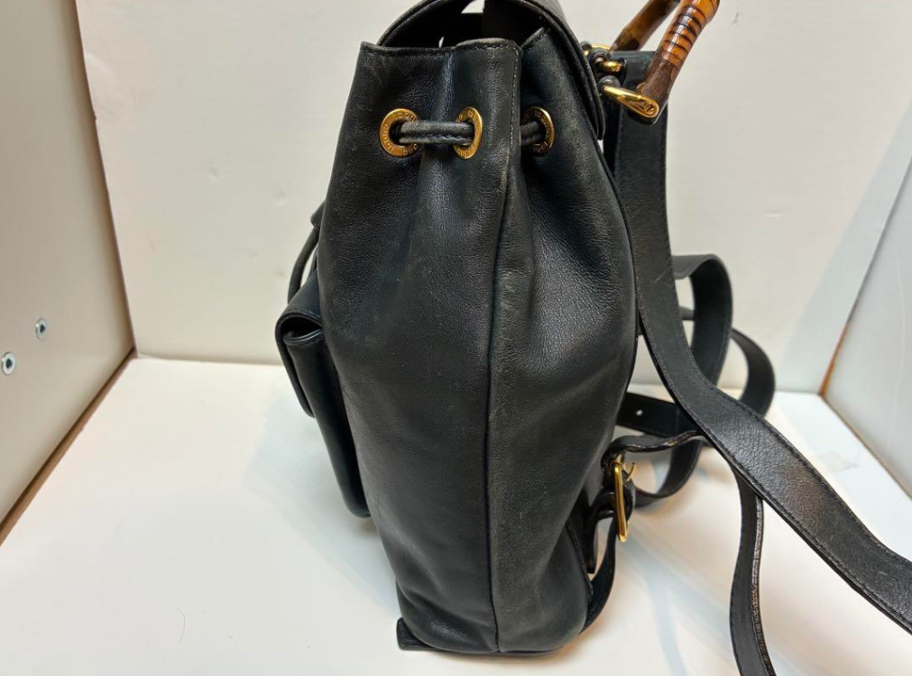 GUCCI Bamboo Mini Backpack Black Leather Turn Lock Vintage  display picture 1