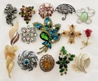 Lot of 15 Vintage Brooches Rhinestone Brooches Costume Jewelry Monet Avon
