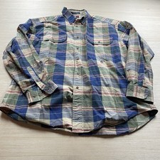 Tommy Hilfiger Vintage 90s Plaid Shirt Work Brown Blue Crest XL Men  s