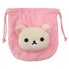 Presale UNIQUE RK-0036B Rilakkuma Mascot Drawstring Bag Korilakkuma Japan NEW