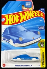 PORSCHE 911 CARRERA CLIP KEYCHAIN CAR, BLUE/WHITE  Hot Wheels 2025 #187