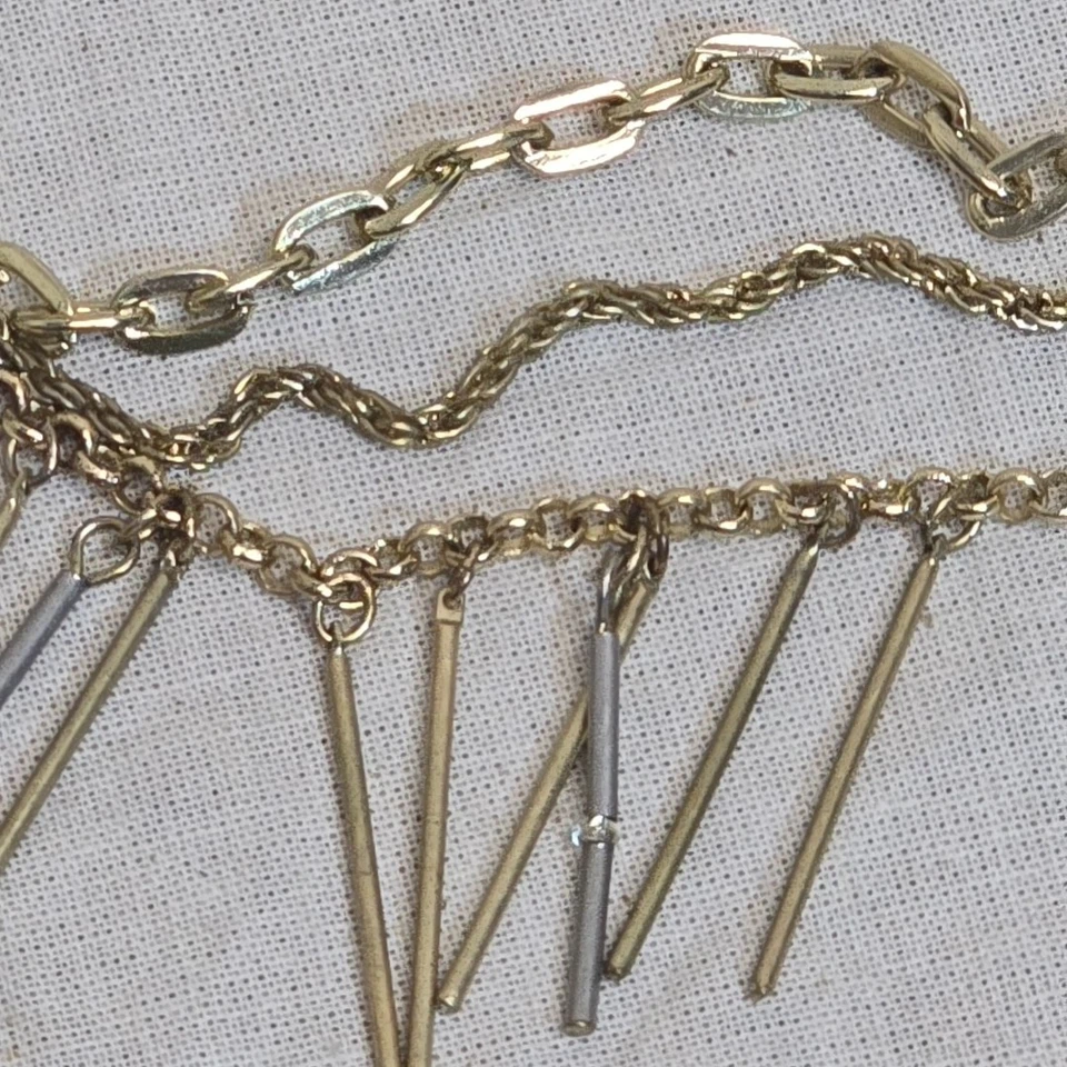 LOFT Tono Dorado 3 Hilos Capas Pulsera Barra Cuelga 7"+2" Extensor Moda Foto 3 de 4