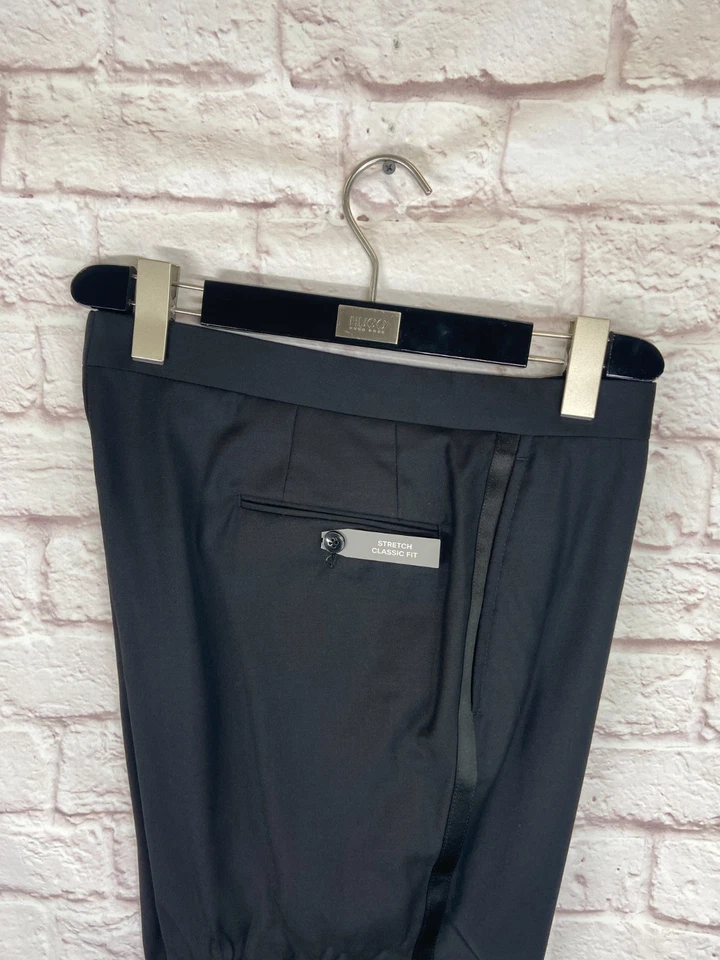 MICHAEL KORS Hombres Negro Esmoquin Formal Esmoquin Calce Clásico Vestido Pantalones/Pantalones 38x29 Foto 2 de 4