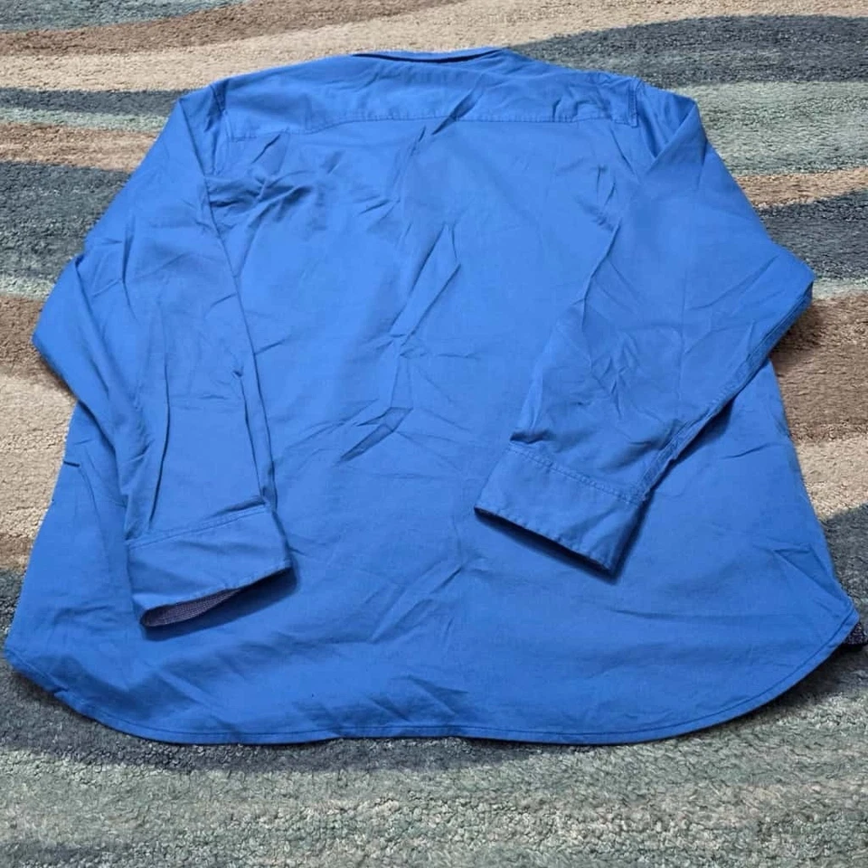 Camisa Tommy Bahama Island Zone Para Hombres Pima Mezcla de Algodón Azul XL Botón Abajo Foto 3 de 4