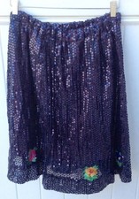 Sequin Dress Or Skirt With Flowers Sz 10,New Handmade Karynjamiedesigns , Blue
