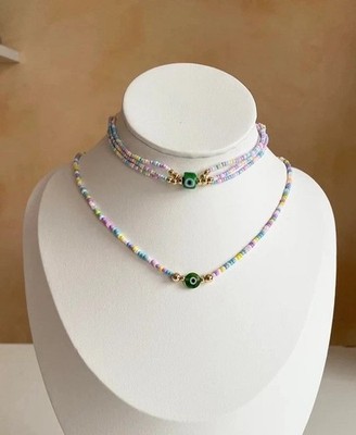 Nazar Set pastel | Armband & Halskette | handmade evileye Weihnachten Schmuck