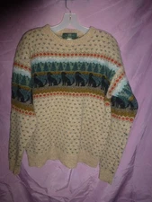 VTG 90s Orvis Black Dog Sweater Wool Woodland pine Trees Labrador retriever mens