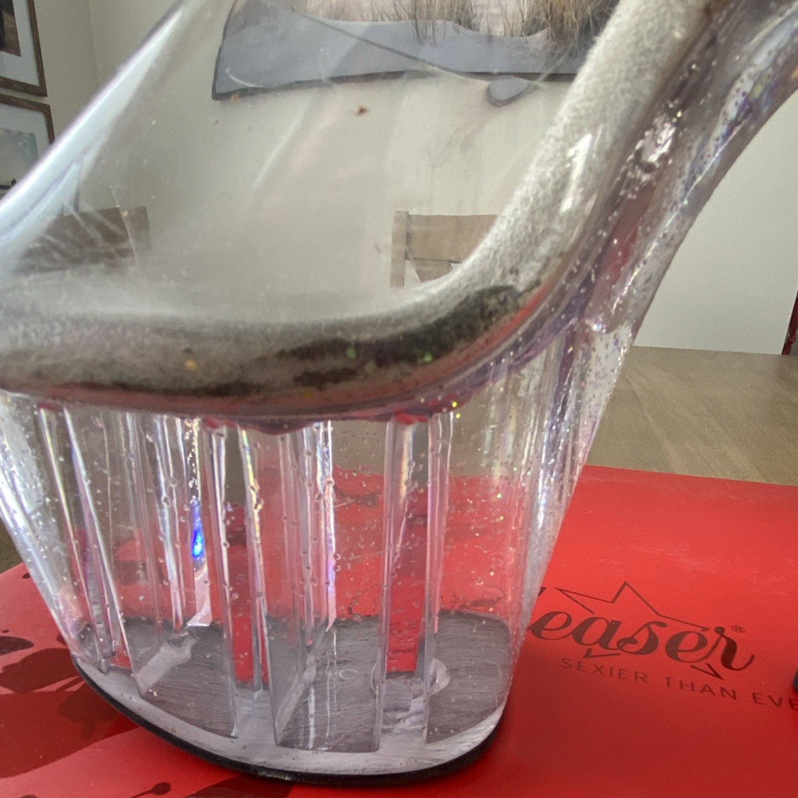 Pleaser Clear Silver Glitter Platform Stiletto He… - image 8