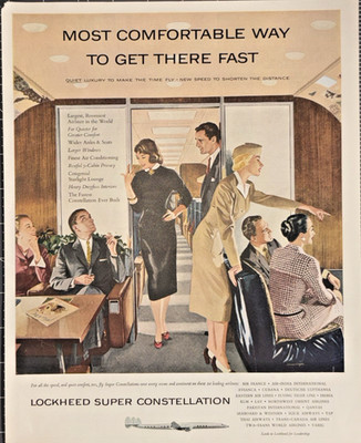 1955 Lockheed Super Constellation Luxury Air Travel Vintage Print Ad