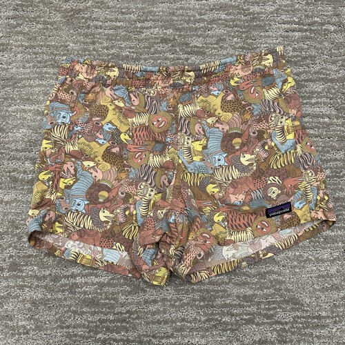 Patagonia Shorts Kids 14 Multicolor Animal Print Baggies Nylon Elastic Waist