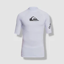 Quiksilver Men's White All Time Short-Sleeve Crewneck Rash Guard Size M
