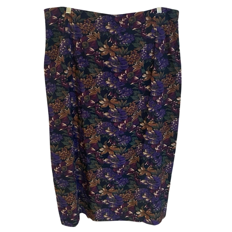 复古 Briggs 纽约花卉长裙 22W Velvety 秋季挂毯学术界 — 第 2/4 张图片