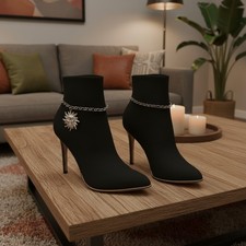 Women Silver Metal 2 Boot Chain Bracelets Western Shoe Sun Charm Anklet Handmade