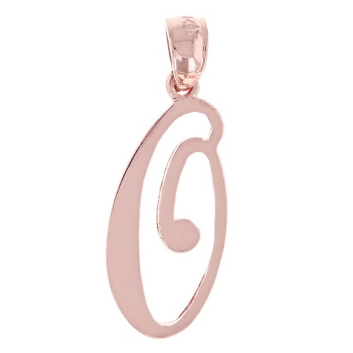 14k Yellow White or Rose Gold Initial Letter O Alphabet A-Z Charm Pendant - Picture 11 of 12