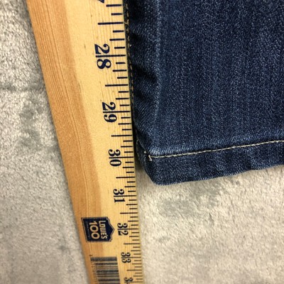 Seven7 Straight Denim Sz 10 Medium Wash Mid Rise Blue Embroidered