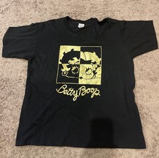 Vintage Rare HTF KFS 1996 Gold Foil Betty Boop T-Shirt Single Stitch Black 2XL