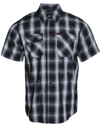 Dixxon Flanell The Blackline L Bambus leicht Druckknopf schwarz & grau mit Druckknöpfen!
