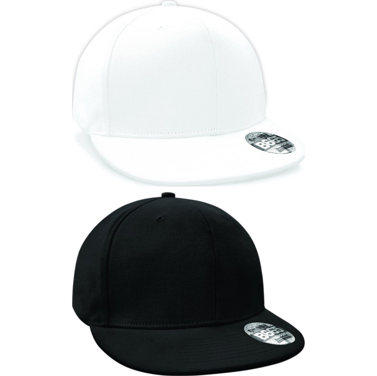 Mens Beechfield Elasticated Cotton Rich Crown Rapper Baseball Cap Hat Flat  Peak