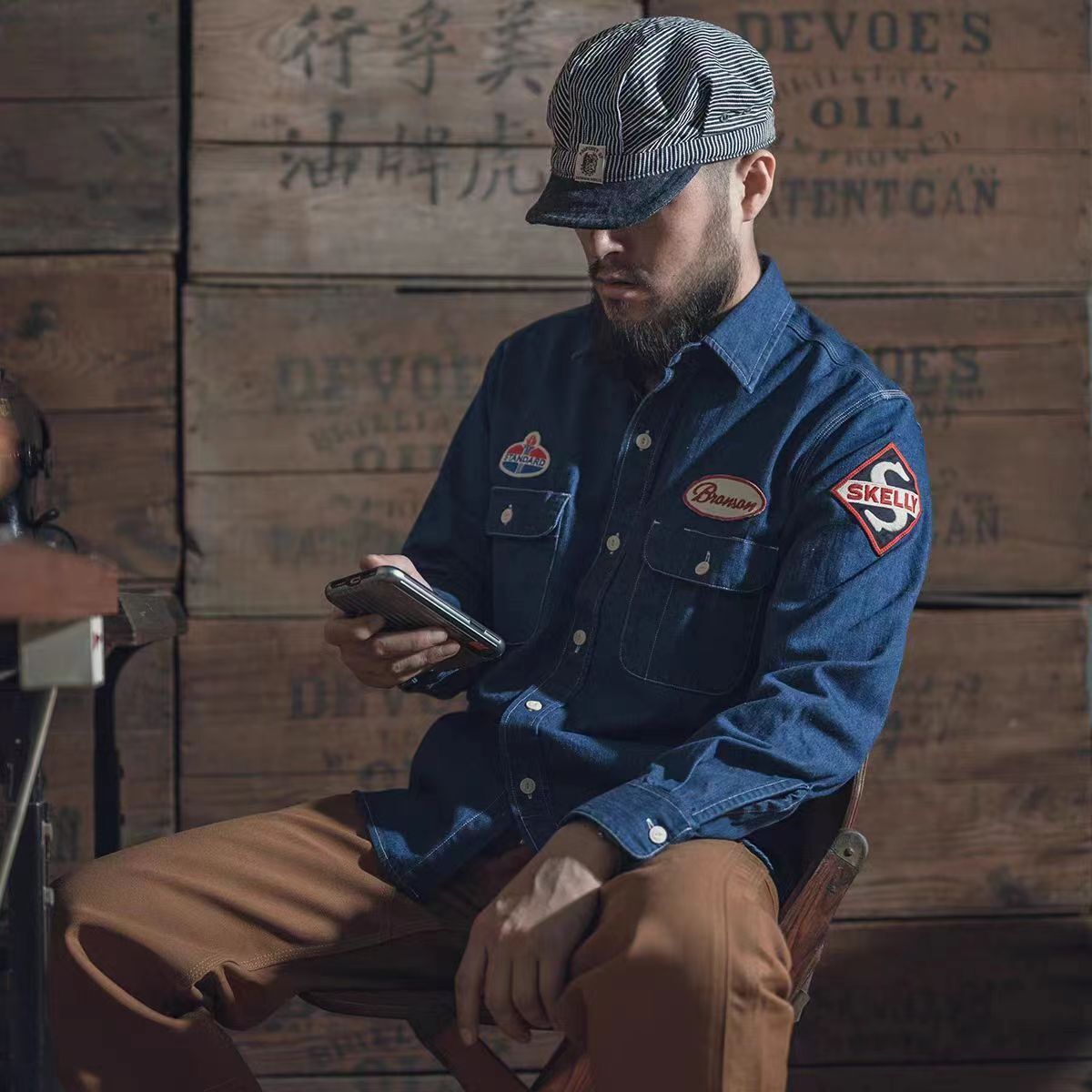 Gas Station Embroidered Cloth-covered Work Shirt Vintage Gas Station Embroidered Cloth-covered Work Shirt Vintage