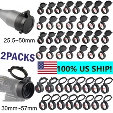 2X Flip Up Scope Covers Rifle Scope Protect Objective Cap Lens Cover for Caliber