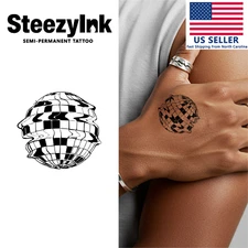 SteezyInk temporary tattoo Distorted Disco Ball v1 last upto 2 weeks 2 x 2 inch