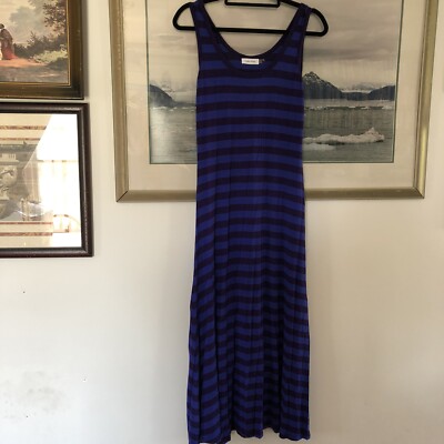 Calvin Klein Blue Stripe Sleeveless Long Maxi Dress Sz 6 A2096 | eBay