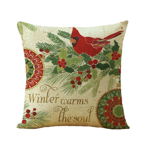 Cardinal Snow Branch Pillow Cover Winter Robin Bird Christmas Holly Cushion Case - Picture 31 of 88