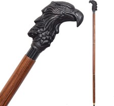 Brass Finished Eagle Head Handle 3 fold Brown Wooden Walking Stick Present