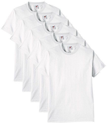 5 Pack Fruit Of The Loom Men's Heavy Cotton T-Shirt Tee Short Sleeve Round Neck - Picture 4 of 13