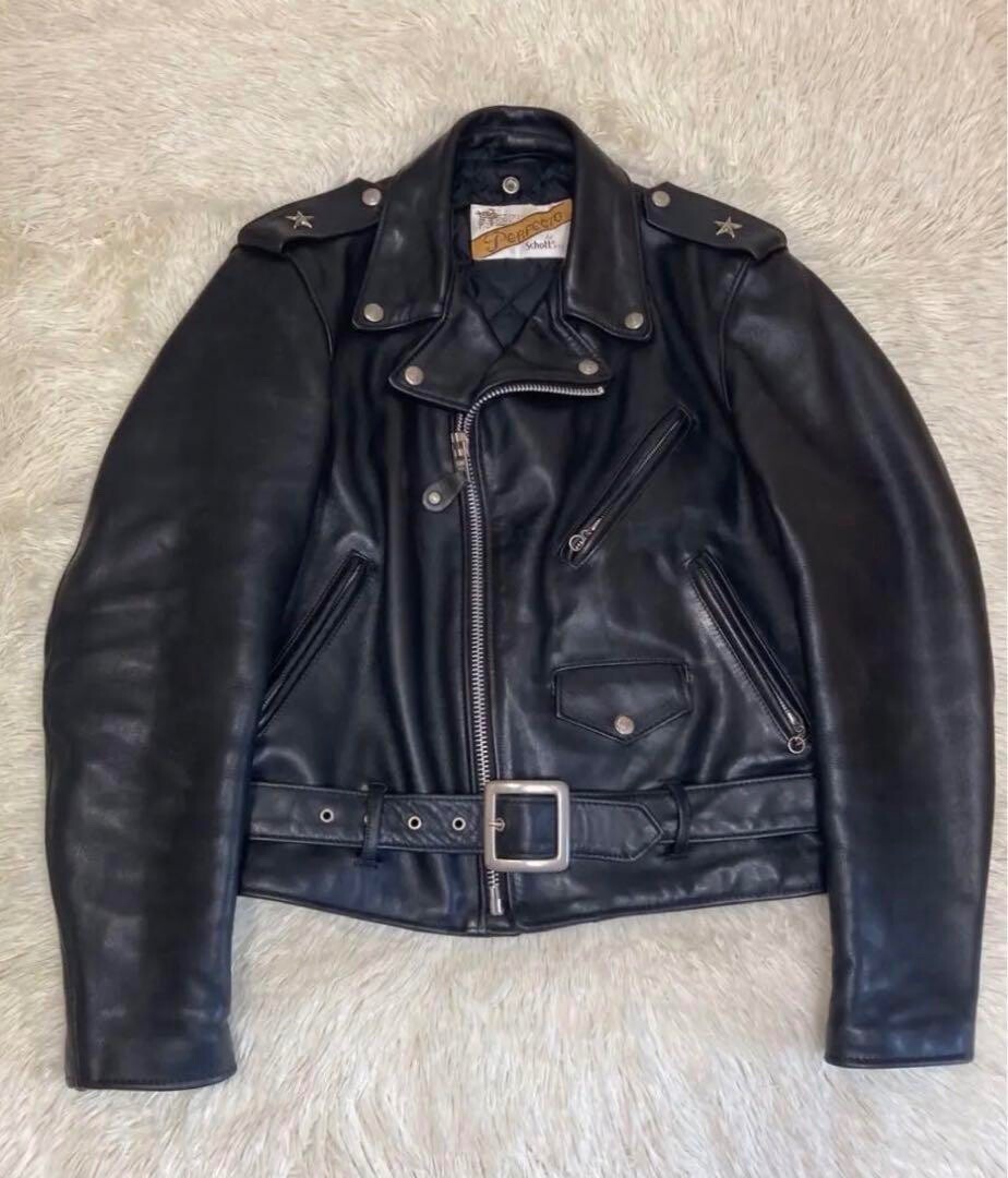Schott Perfecto Double Leather Riders Jacket Size 38 One Star Made 