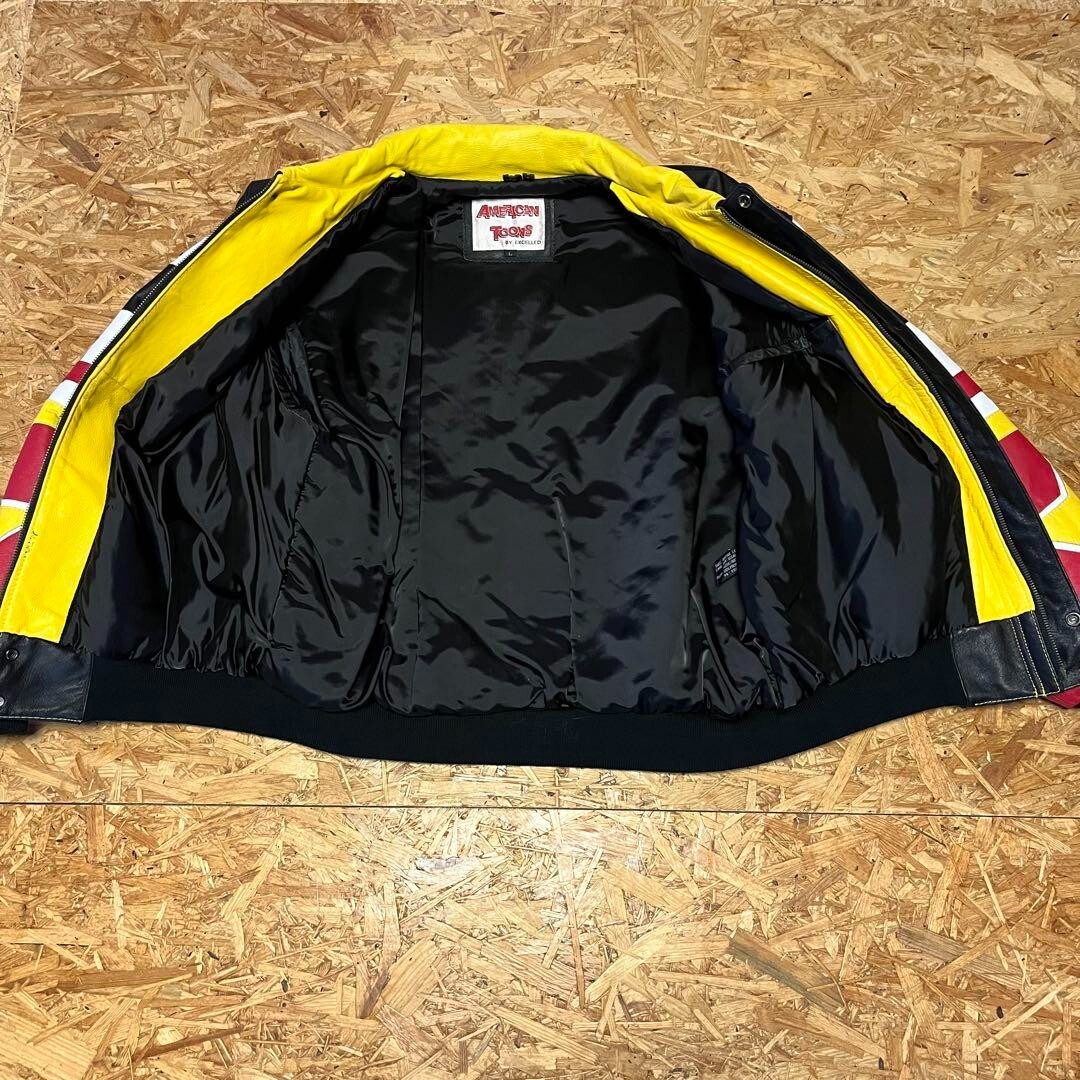 90s.AMERICAN TOONS x PEANUTS SNOOPY leather jacket size L