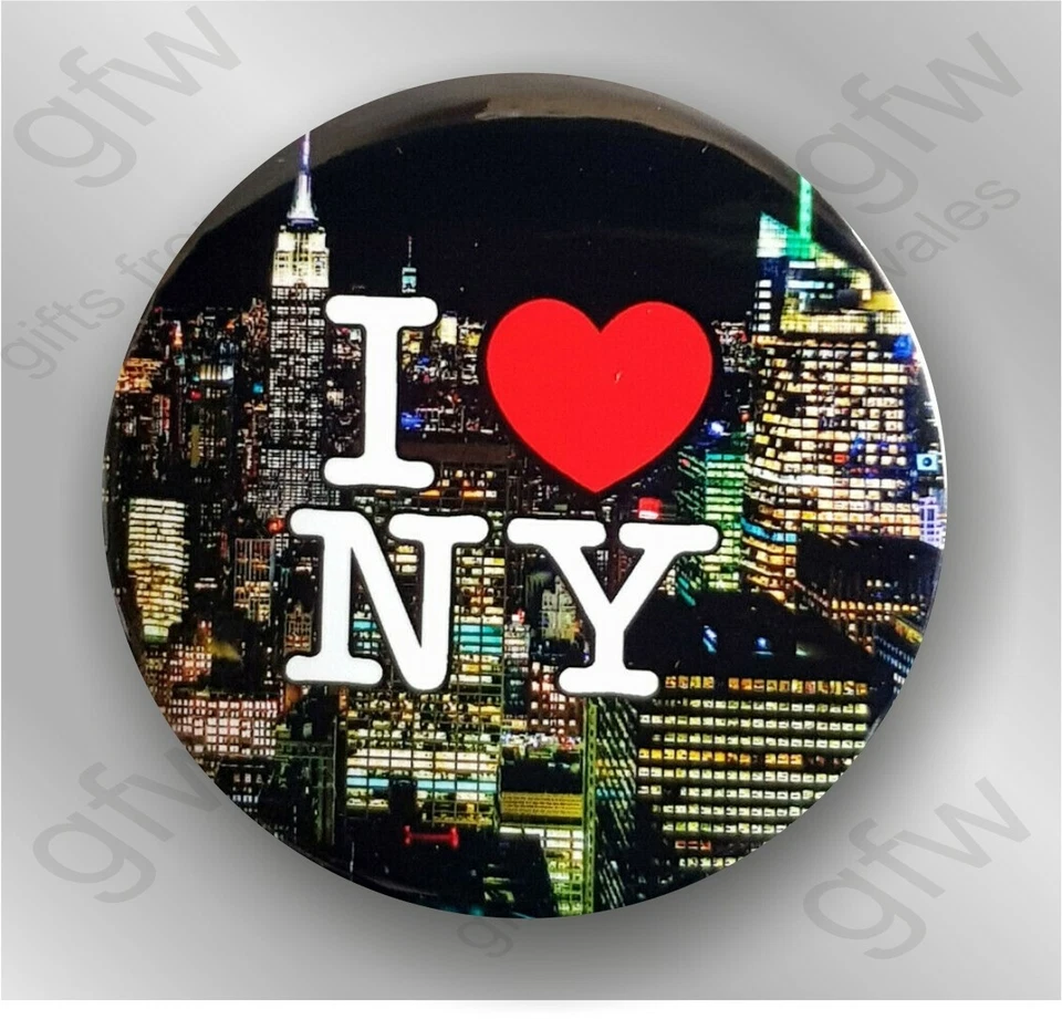 Love NYC New York City Badge - Night lights from top of the rock - 58mm diameter