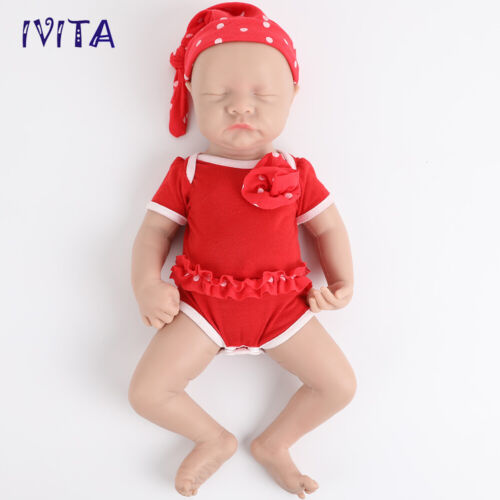 Muñeca bebé renacida niña durmiente de 17 pulgadas bebé recién nacido muñeca de silicona de cuerpo completo - Imagen 4 de 12