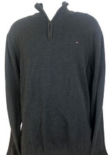 Men  s Tommy Hilfiger XL Sweater Tag Says 2XL Quarter Zip Charcoal Gray Sweater