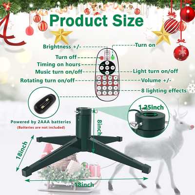 Drehbarer Weihnachtsbaumständer Mit Musik - 360° Rotation Für Baum Bis 80cm