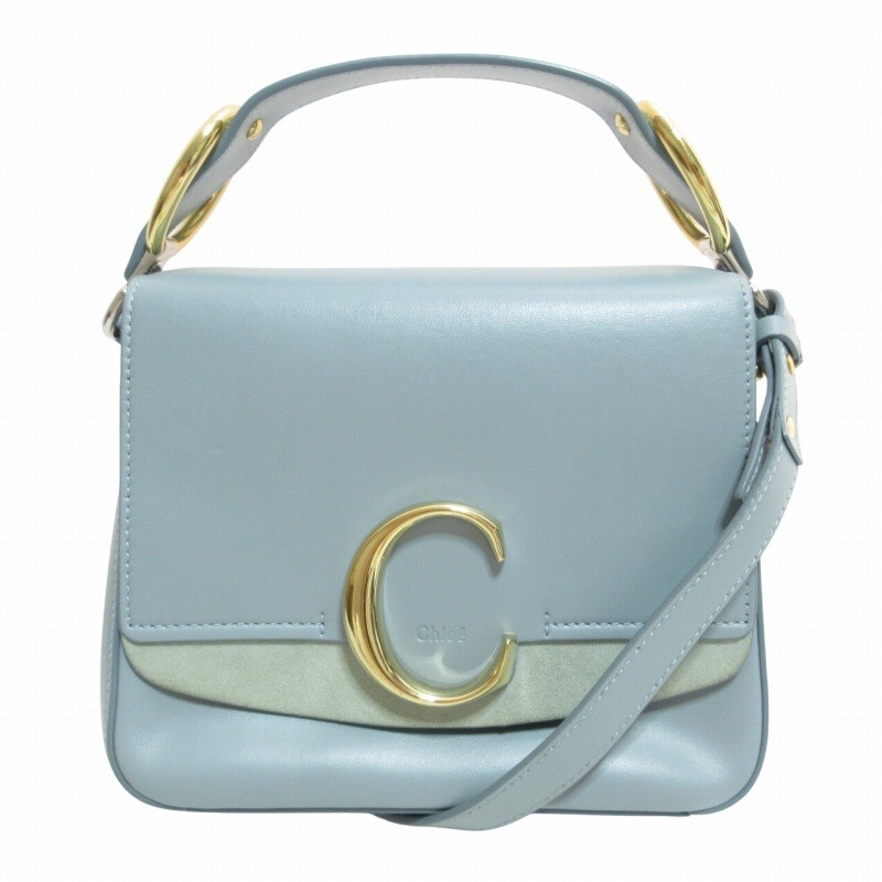 CHLOE C Leather 2WAY Shoulder Bag Handbag Made in Italy Gold